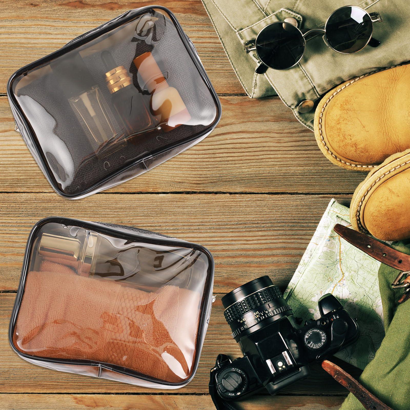 Sanwuta Sanwuta 100 Pcs Clear Makeup Bags Bulk Tsa Approved Toiletry Bag for Travel Transparent Cosmetic Bag PVC Waterproof Travel Small Pouches with Zipper for Men and Women(Dark Black)