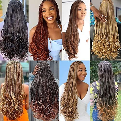 kossys French Curly Braiding Hair 24 inch 8 Packs 1B/27/613 Loose Wave Crochet Hair Pre Stretched Bouncy Yaki Braiding Hair Copper French Curl Braids Synthetic Hair Extensions