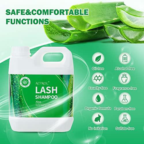 ACTROL Eyelash Extension Cleanser Aloe 2L Natural Lash Extension Shampoo Professional Eyelid Foaming Cleanser Paraben & Sulfate Free Non-lrritating with Salon and Home Care