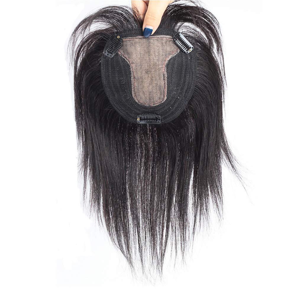 RemeeHi RemeeHi Real Human Hair Women 13x14 Machine Made Middle Silk Base Topper or Toupee Wiglet Top Thin Loss Hair Natural Color 25cm