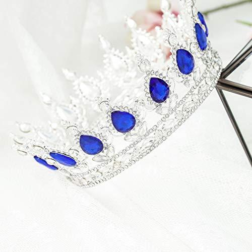 Fairyu Fairyu Crowns and Tiaras Baorque Silver Rhinestone Vintage Bride Wedding Crowns Royal Birthday Crown Cake Topper Costume Headband Tiara for Women and Girls (Silve&Blue)