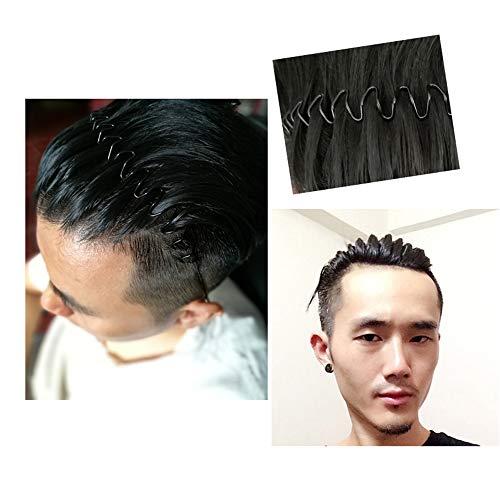 MansWill Mens Slicked Back Hair band, Outdoor Sports Fashion Pigtail HeadBand/Never Paint-shedding Metal Head Buckle Clip for Mens Long Hair, Braid and other Hair Styles - Big Wave