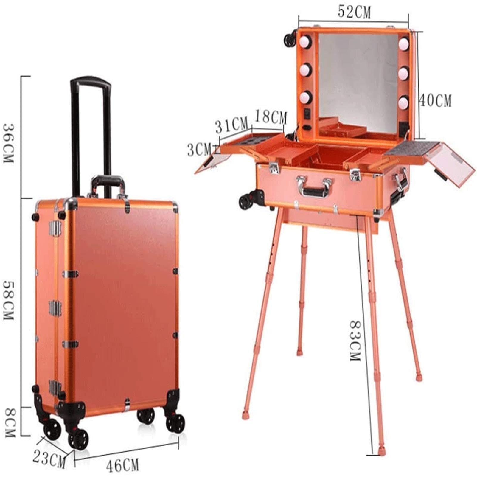 N \ A N A Makeup Trolley BoxPortable Beauty Cosmetic Organizer Box with 6 Lights Trolley Artist Rolling Studio Makeup Case Table Station Professional Artist Trolley Speaker & Code Lock & Full Screen