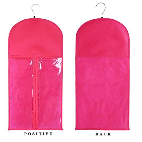 AIHOPESTO 10 PCS Wig Bag Wig Storage for Multiple Wigs Hair Extension Storage Wig Bags Storage with Hanger Anti-slip Hair Extension Holder with Wooden Hanger(5PCS BLACK + 5PCS ROSE)