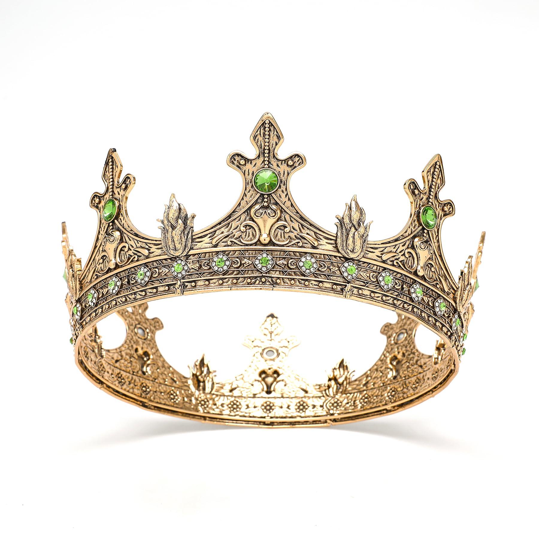 S SNUOY S SNUOY Gold Crown for Men Royal king Crown Medieval Tiaras Metal Headpieces Costume Headwear for Prom Cosplay Birthday Party Hat