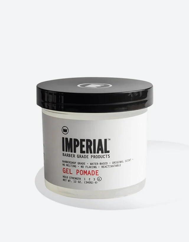 Imperial Barber Imperial Barber Grade Gel Pomade - All Day Strong Hold, No Flaking, Water Based, Reactivatable - Natural Men\'s Hair Styling Product 12oz