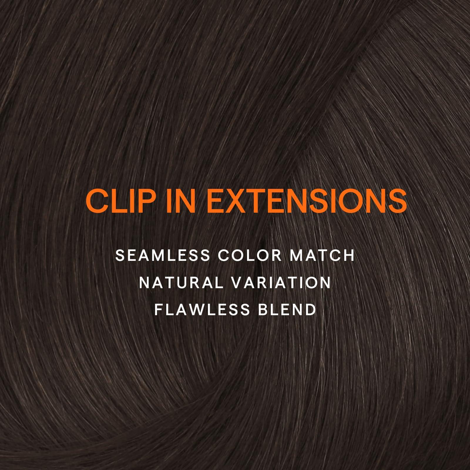 Full Shine Full Shine Clip in Hair Extensions Dark Brown 22 Inch Thick Hair Extensions Real Human Hair Straight Brown Invisible Remy Hair Extensions Clip in Human Hair Extra Volume 7 Pcs