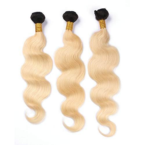 Tony beauty hair Tony Beauty Hair Blonde Ombre Hair Bundles Body Wave Ombre Weave Human Hair Bundles #1B 613 Ombre Brazilian Virgin Hair Extensions Blonde Dark Roots Hair Bundles 300Gram Mixed Length (26 26 26)