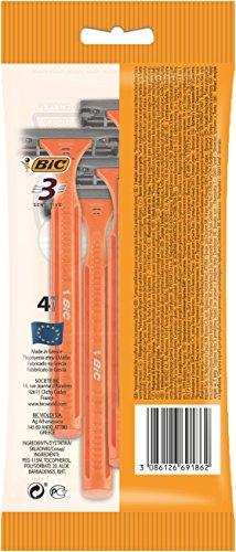 BIC Bic 3 Sensitive Men's Razors, 8 Packs of 4 (Total 32) Disposable Razors - with Three Blades for a Close and Precise Shave