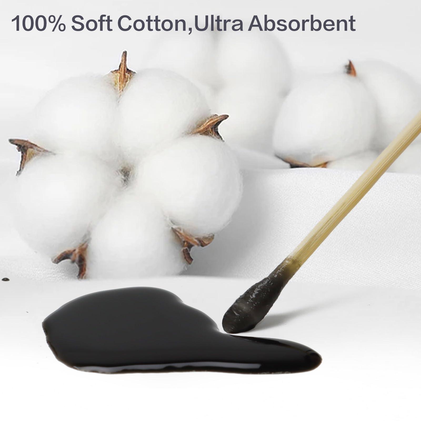 Bcowos Long Cotton Swabs 1000 Count - Extra Long Cotton Buds, Cotton Swabs with Wooden Sticks - Cotton Swabs for Makeup Ears Pets Care Gun Cleaning - Biodegradable Swabsticks