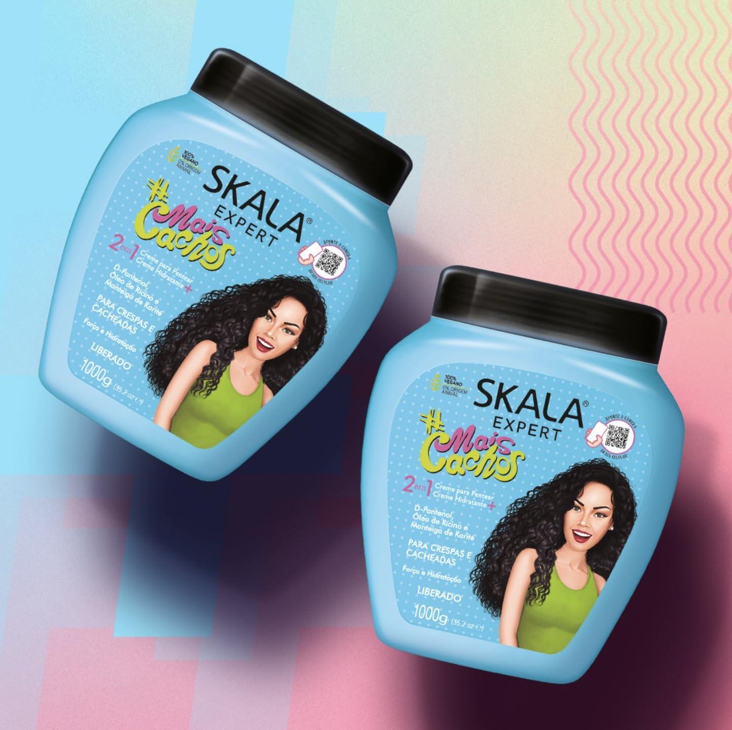 SKALA 2 Pack SKALA Mais Cachos Hydrates Curls, Eliminates Frizz, For Curly Hair - 2 IN 1 Conditioning Treatment Cream and Cream To Comb 35.2oz New