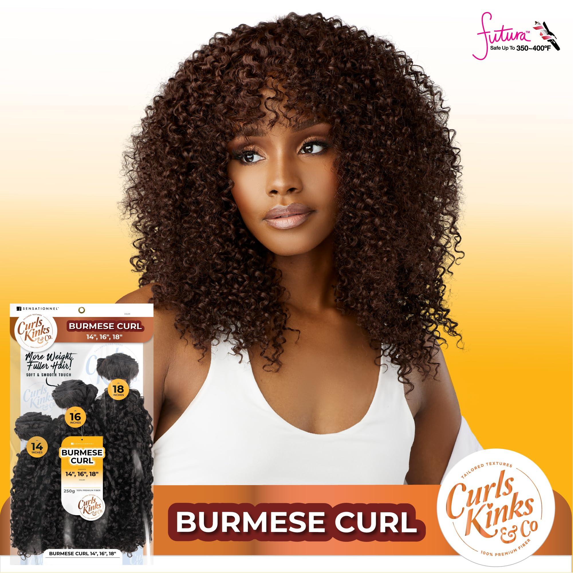 Sensationnel Sensationnel Curls kinksandco synthetic bundles - burmese curl multibundle quick weave hair for natural 3c to 4c hair textures (14 16 18 inch, S1B/GINGER)