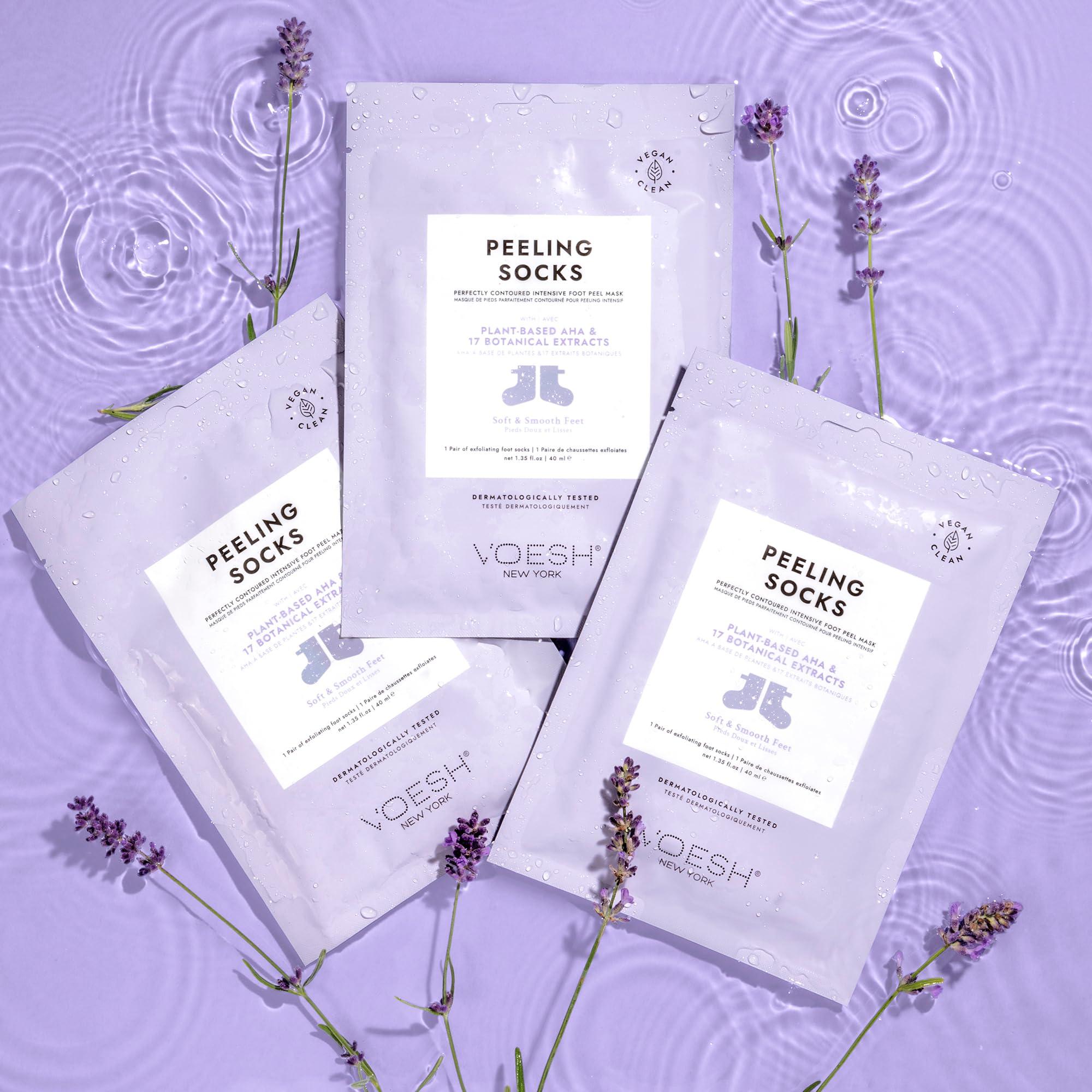 Voesh New York VOESH Peeling Socks Duo, Foot Peeling Mask, Intensive Foot Peel, Callus Remover, Exfoliating Foot Mask, Foot Mask Socks, Foot Peel for Dry Feet, Vegan