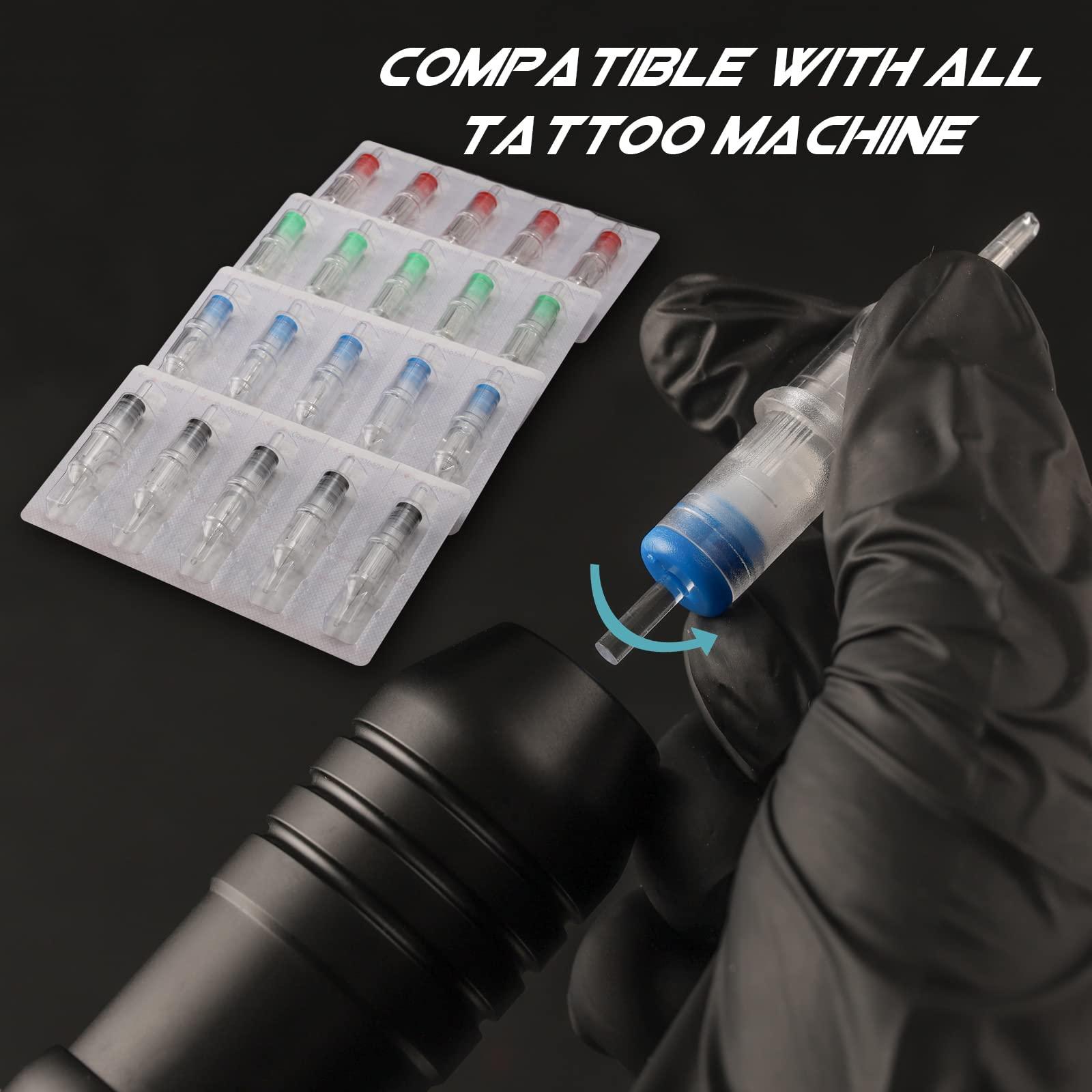 WZPB WZPB Tattoo Cartridge Needles - 40Pcs Mixed Size Tattoo Needles 1203RL 1205RL 1205RS 1207RS 0.35mm Professional Needles Round Line Shader for Beginners or Artists