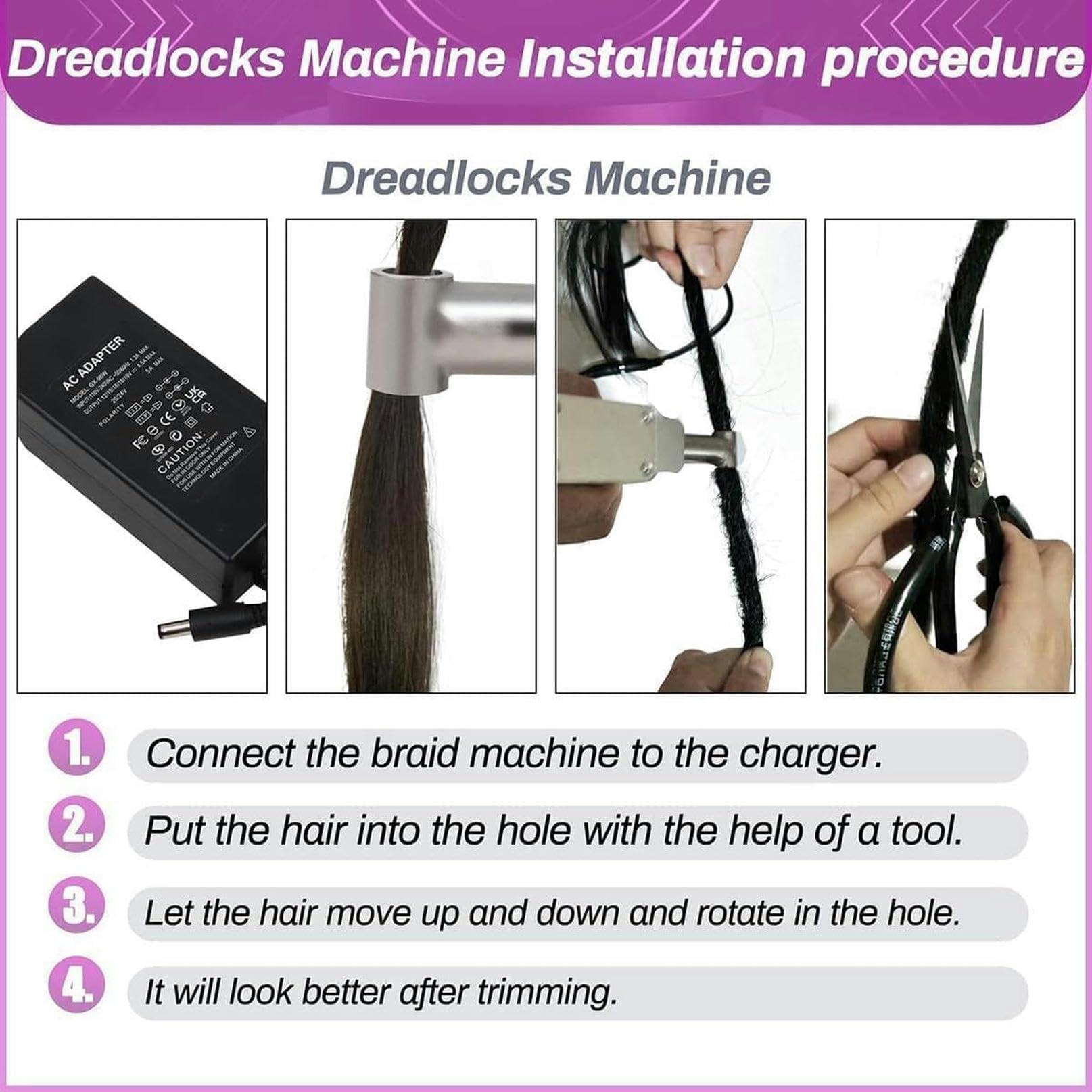 LGEOELIAS LGEOELIAS Instant Dreadlock Machine Can Be Directly Work On Head, Quick and Easy DIY Hair Extension Machine, Electric Instant Portable Machine for Dreadlocks -.