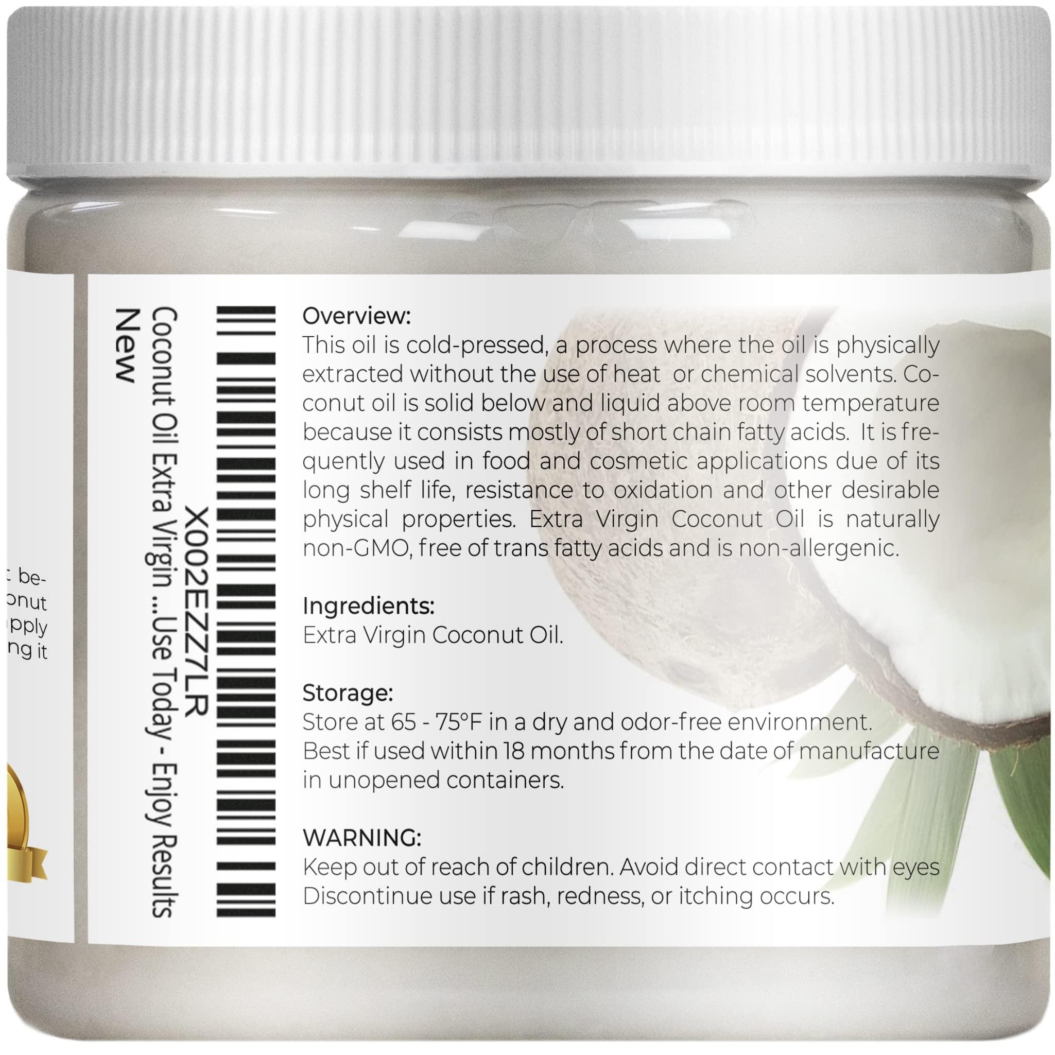 Velona Velona USDA Certified Organic Coconut Oil Extra Virgin - 16 oz | Food and Cosmetic Grade | in jar | Extra Virgin, Cold Pressed