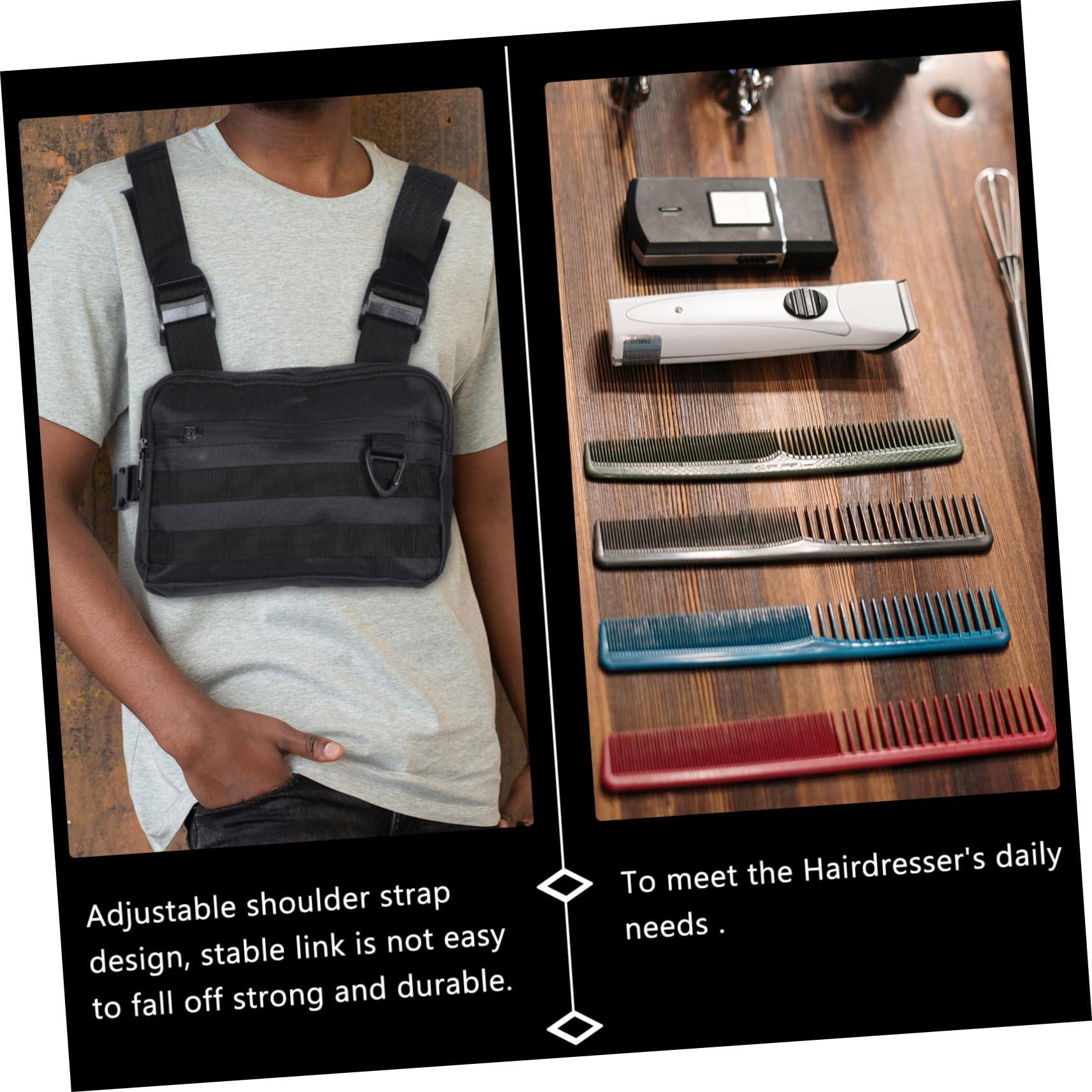 MERRYHAPY MERRYHAPY 1pc Backpack with Waistcoat Hair Organizer Storage Makeup Artist Waist Bag Makeup Brush Bag Hair Pouch Barber Equipment Bags Haircut Handbag Barber Scissors Case Oxford Cloth Black