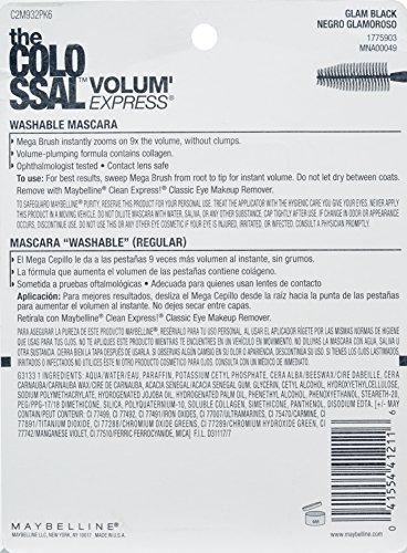 Maybelline New York Maybelline New York Volum Express Colossal Washable Mascara, Glam Black, 2 Count