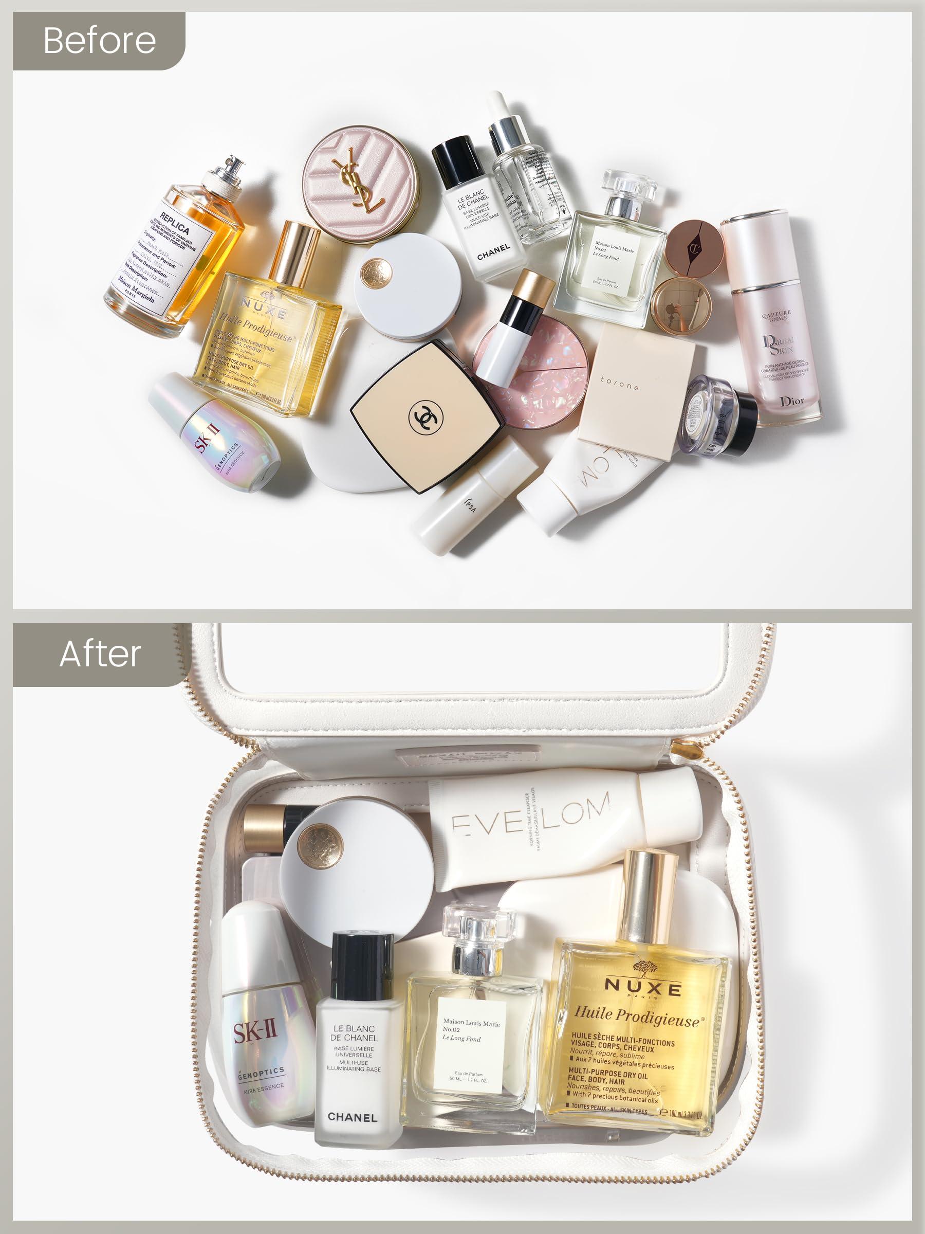 ROWNYEON ROWNYEON Clear Makeup Case Toiletry Bag Multipurpose Travel Makeup Train Case Portable Cosmetic Organizer Transparent Storage Bag White