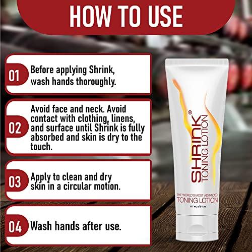 shrink Shrink Toning Lotion - Heat Activated Cellulite Cream and Firming Body Lotion for Women and Men - Body Cream for Stomach, Tummy, and Body - with Caffeine, Vitamin E, Skin Tightening Body Cream (8oz)