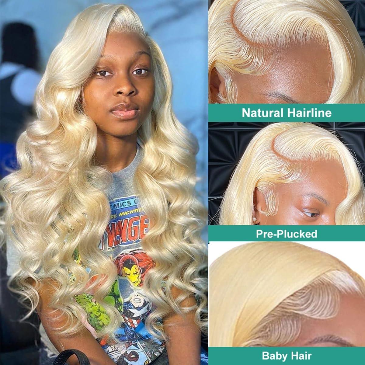 SIYUSI SIYUSI Blonde Wig Human Hair Pre Plucked with Baby Hair 613 13x6 lace front wig human hair 28inch 180% Density Lace Frontal Wig Transparent Body Wave Lace Front Wig