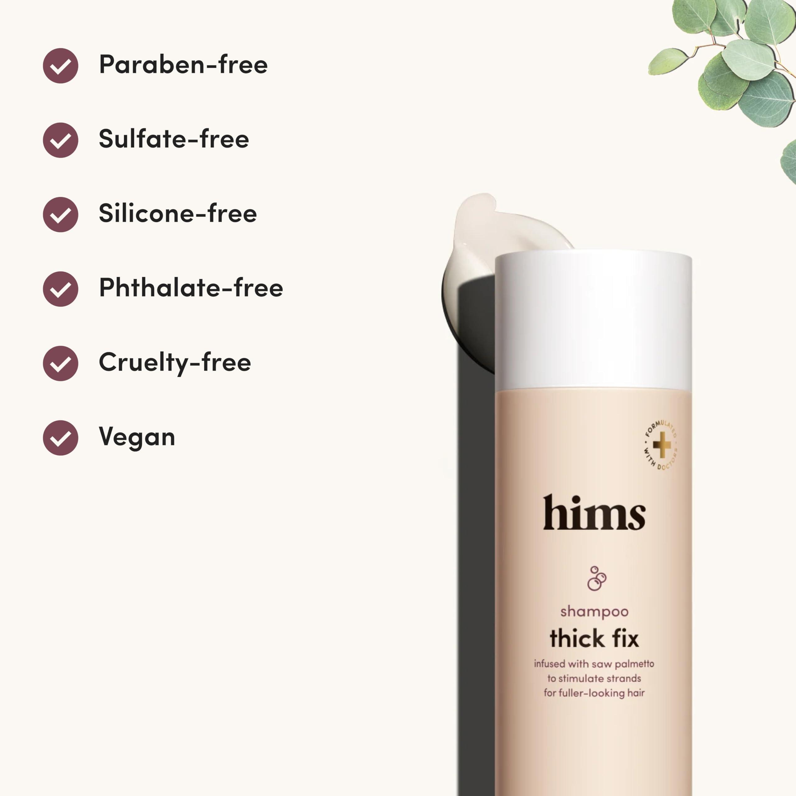 HIMS & HERS hims Thick Fix Shampoo for Men - Thickening Shampoo With Saw Palmetto and Niacinamide - No Parabens or Sulfates, Vegan and Cruelty Free - Fresh Eucalyptus Grove, 2 pack, 6.4oz