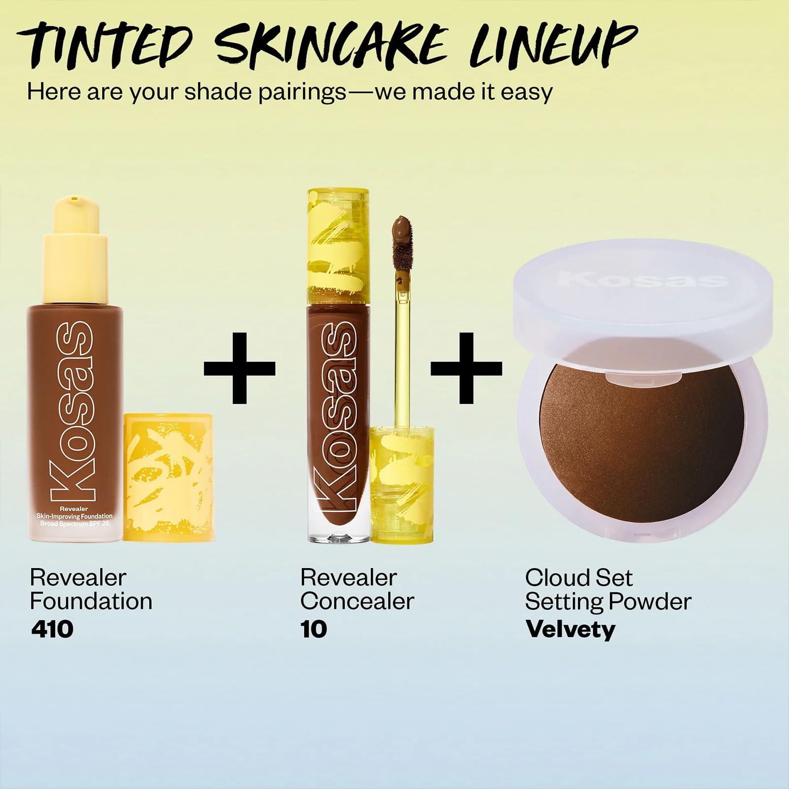 Kosas Kosas Revealer Skin-Improving Foundation with SPF 25 Protection - Hydrate, Brighten, Soothe, Plump, Protect Skin - Smoothing Texture, Natural Finish and Clean Formula - Deep Neutral Warm 410