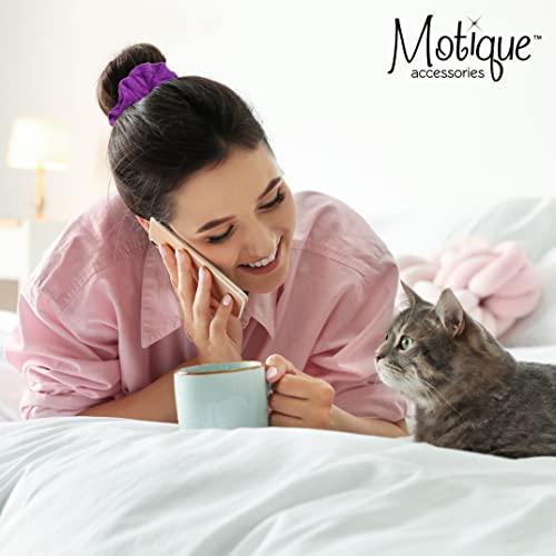 Motique Accessories 6 Pack Hair Scrunchies Neon Microfiber Terry Neon Green Purple & Blue