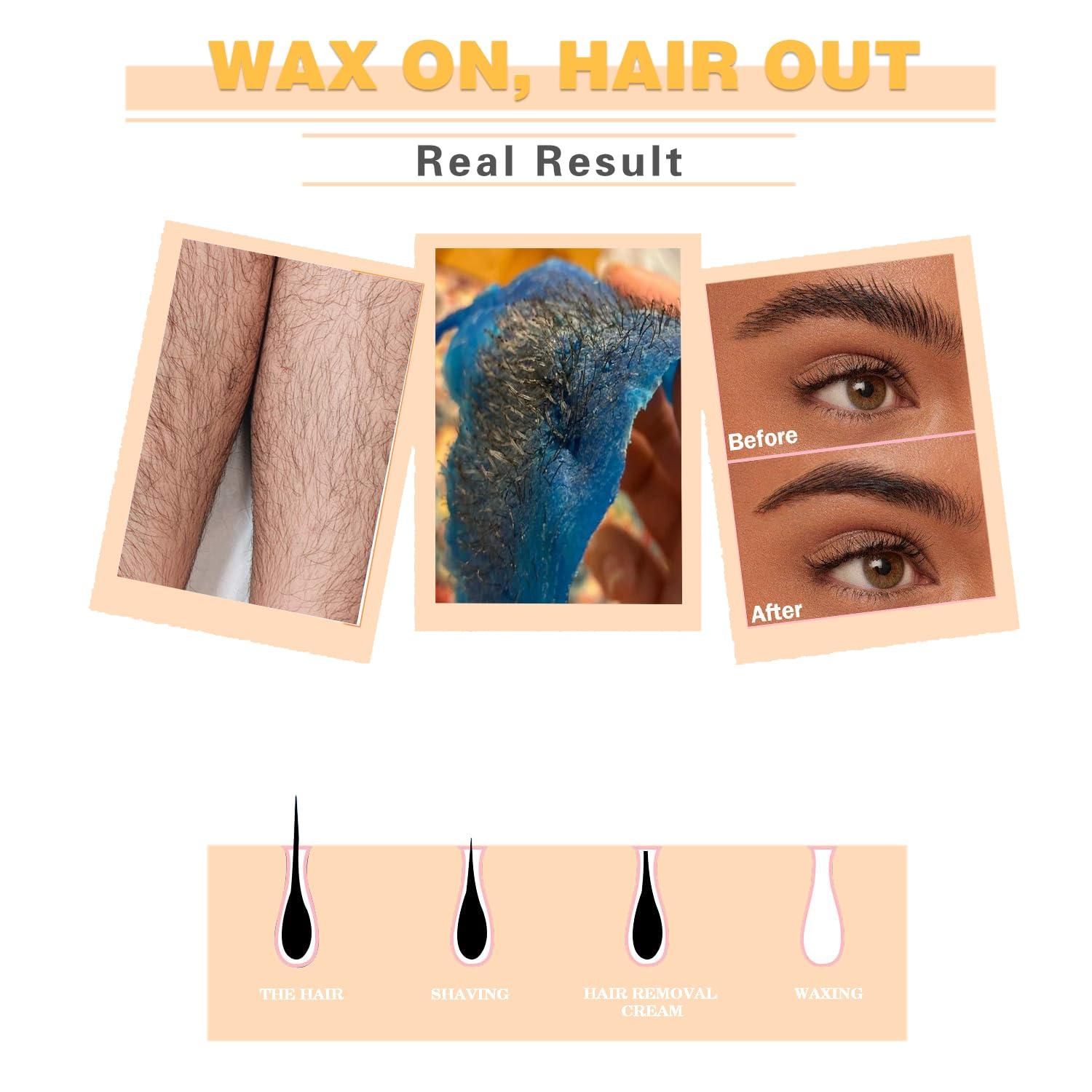 Auperwel Hard Wax Beads for Hair Removal - 1.1lb/17.05oz Waxing Beads for Coarse Hair, Sensitive Skin, Brazilian Bikini,Underarms,Face,Body - Wax Beans Bulk with 20 Wax Sticks Refill Pearl Beans(Orange)