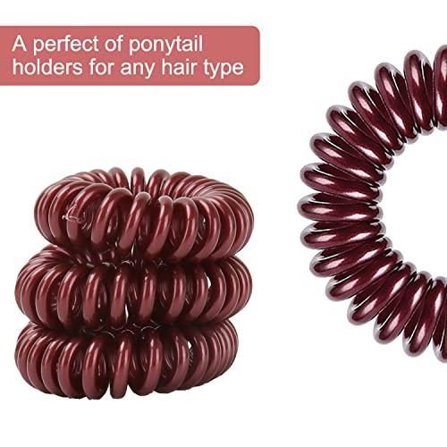Swanliss Spiral Hair Ties, waterproof No Crease Coil Hair Ties, Phone Cord Hair Ties for Thick Hair, for women Ponytail Holder Elastics (FQ-06)
