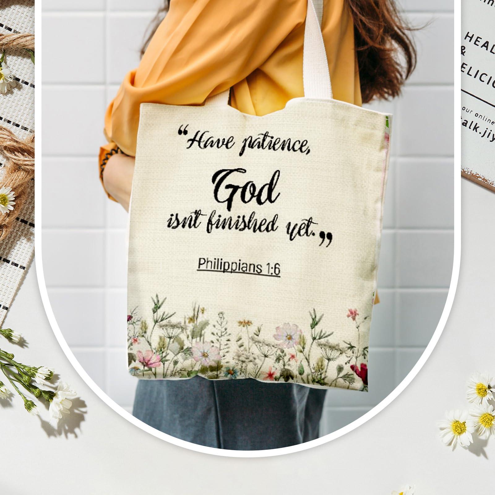 Aliceset Aliceset 12 Pcs Christian Gift for Women Including 6 Pcs Bible Verse Tote Bags 6 Pcs Inspirational Makeup Bags with Zipper Religious Motivational Gifts for Coworkers Christmas Church (Beige,Classic)