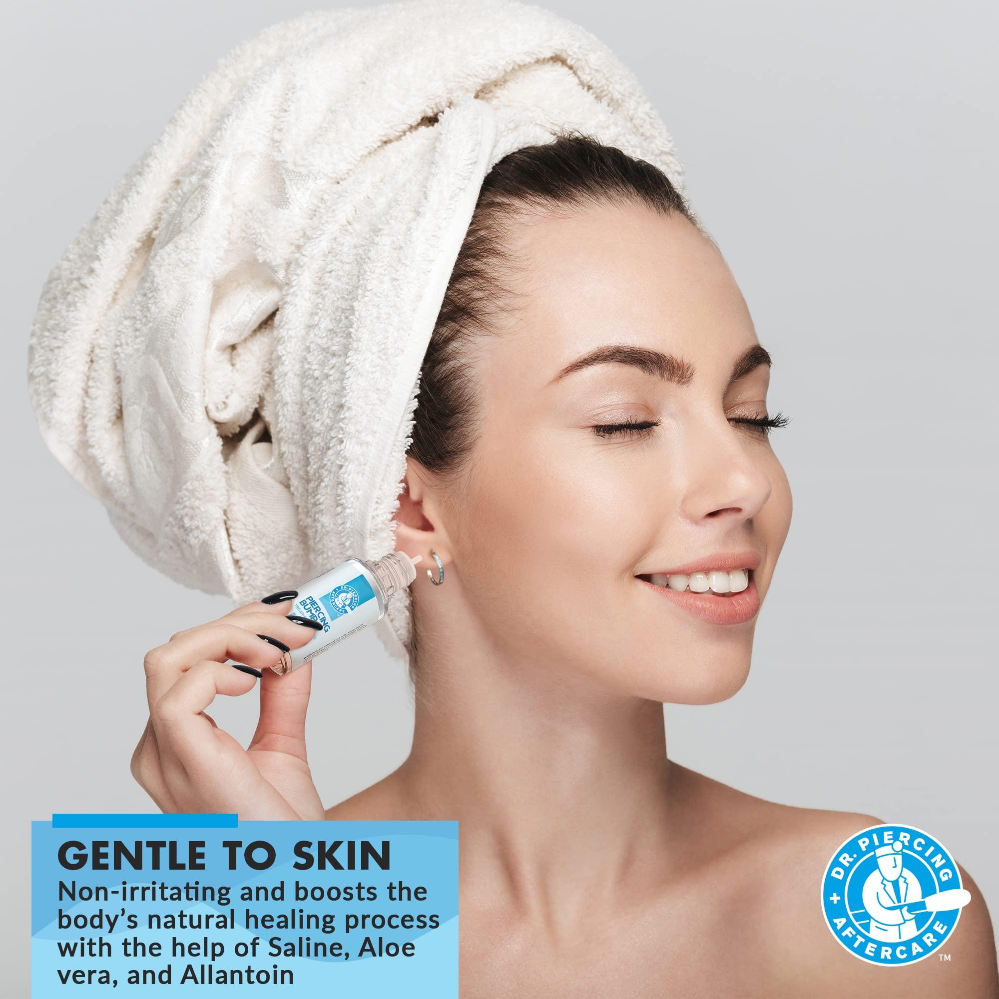 DR. PIERCING AFTERCARE Dr. Piercing Aftercare Keloid Drops Non-Greasy Saline Solution for Keloid Bump Removal for Piercings - Reduce Appearance of Nose Piercing Bump, Nose Ear Lip Belly (15 mL)