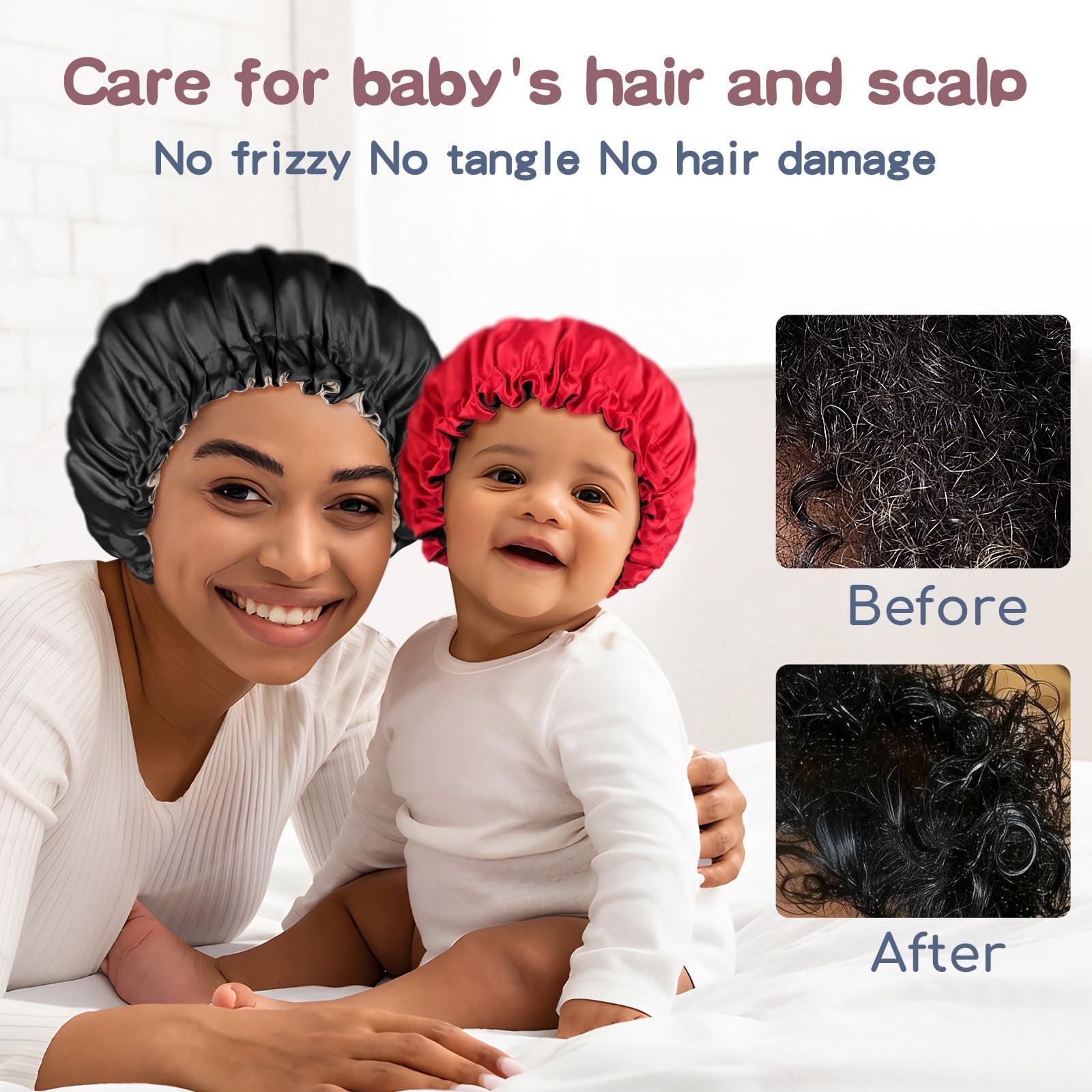 Fittia Baby Bonnet for 6-36 Months Sleeping: Reversible Smooth Satin for No Mess Toddler\'s Curly Hair, Adjustable Band No Slip