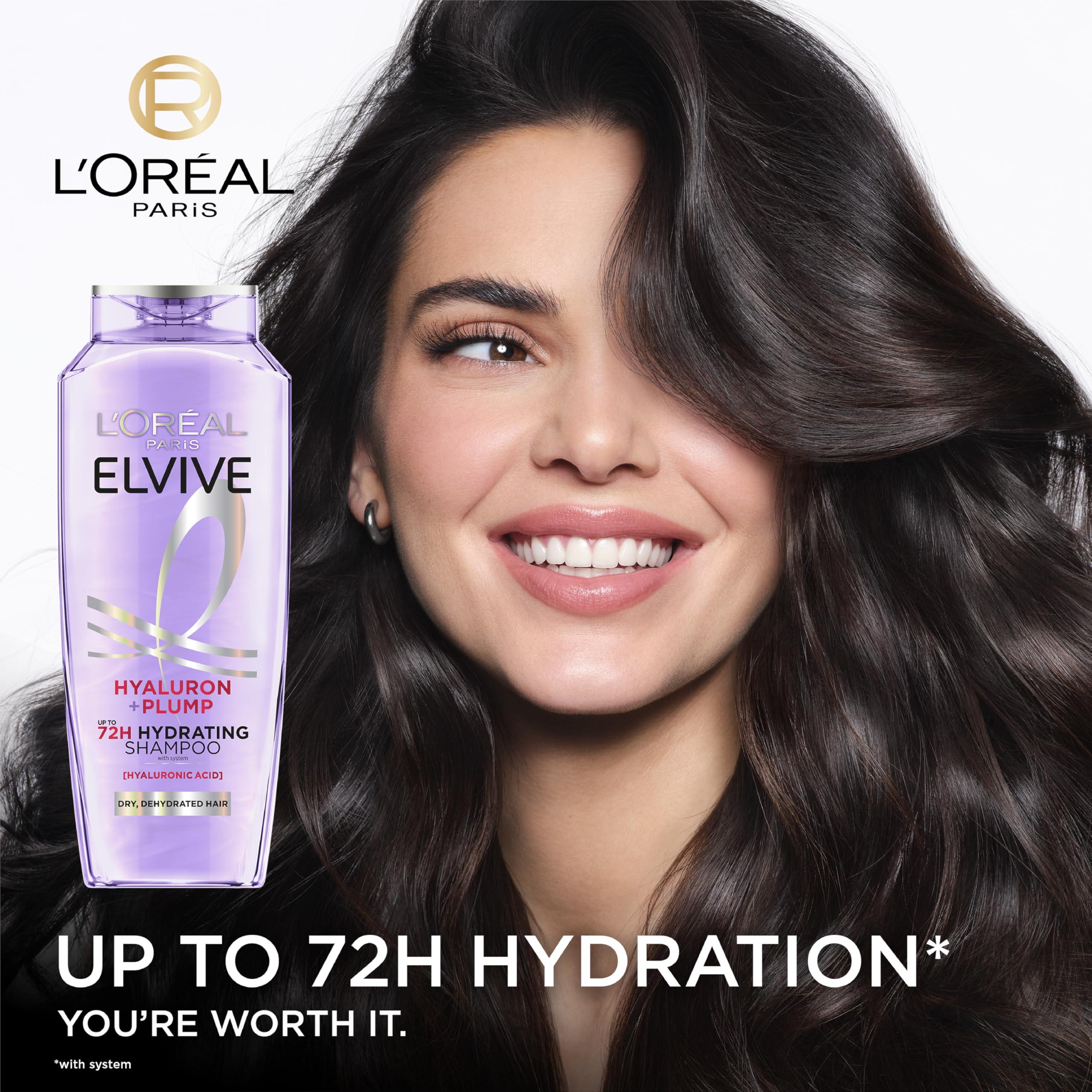 LOreal Paris L'Oreal Paris Elvive Hyaluron Plump Hydrating Shampoo for Dehydrated, Dry Hair Infused with Hyaluronic Acid Care Complex, Paraben-Free, 12.6 Fl Oz