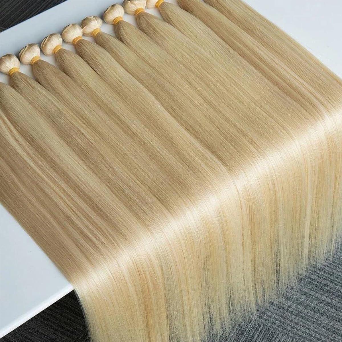 Binlvexin 613 Blonde Bundles Human Hair Straight Hair 3 Bundles Human Hair 12A Unprocessed Brazilian Virgin Human Hair 613 Human Hair Weave Extensions 11oz/Pak(Do200%-300% Density Wig)16 18 20Inch