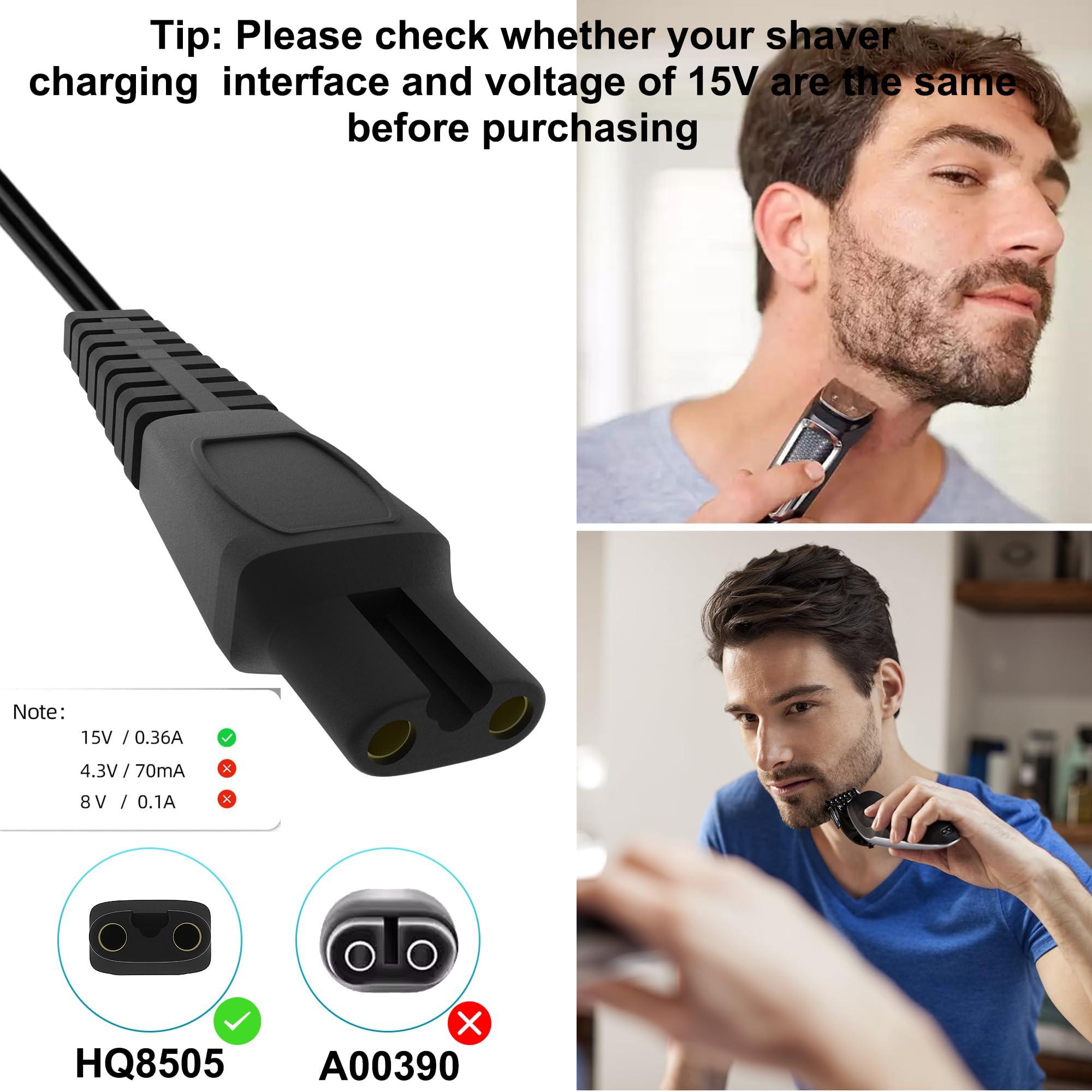 Jewaytec Charger for Philips-Norelco-HQ8505 Norelco 7000 5000 3000 9000 Series Electric Shaver Razor, Aquatec, Arcitec, Multigroom Beard Trimmer & More 15V AC Adapter Power-Supply Cord by Jewaytec