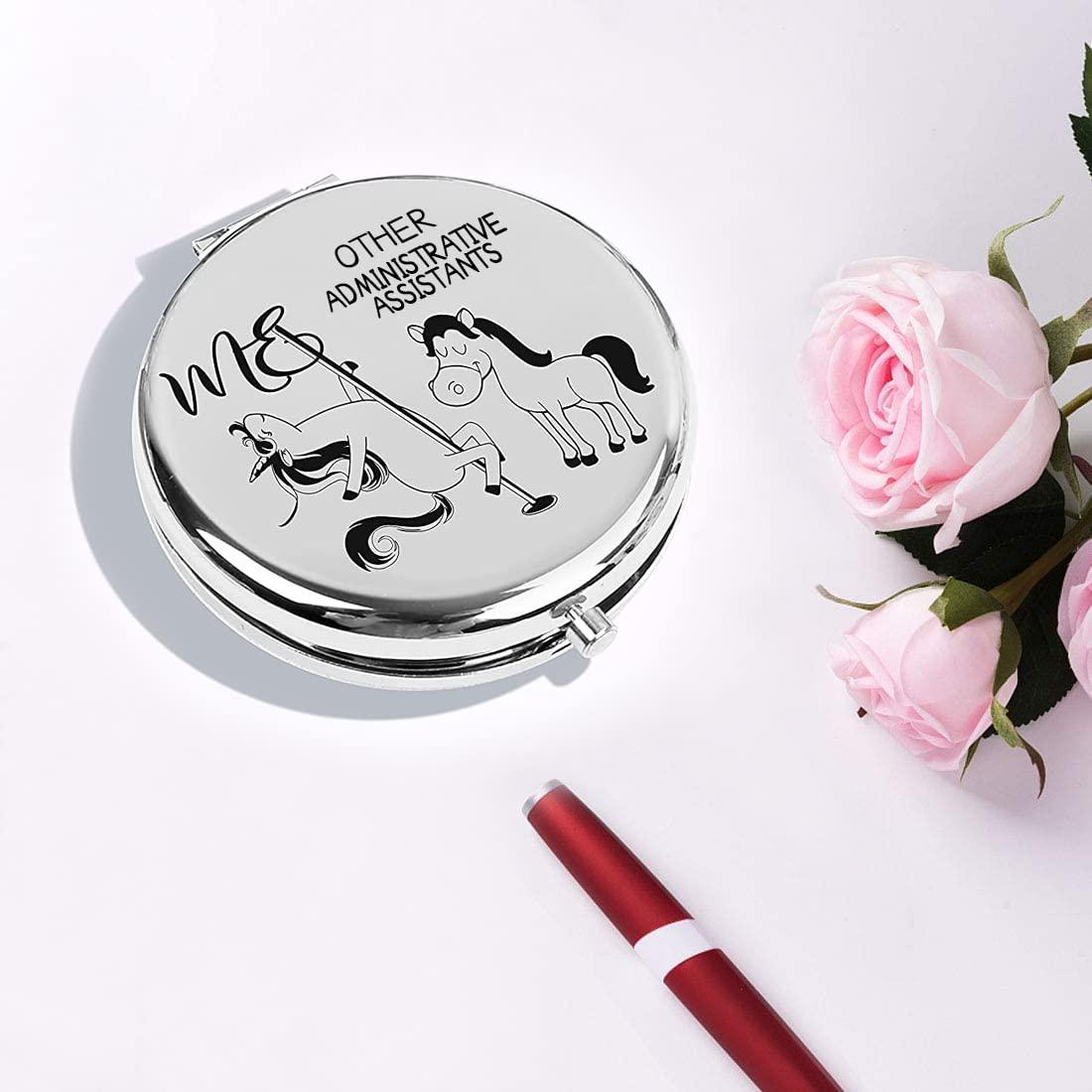 BoomBoomGifts Christmas Gifts for Admin Assistants,Admin Assistants Zipper Makeup Bag Cosmetic Pouch,Assistants Canvas Travel Toiletry Pouch,Admin Assistants Compact Mirror,Administrative Assistants Gift