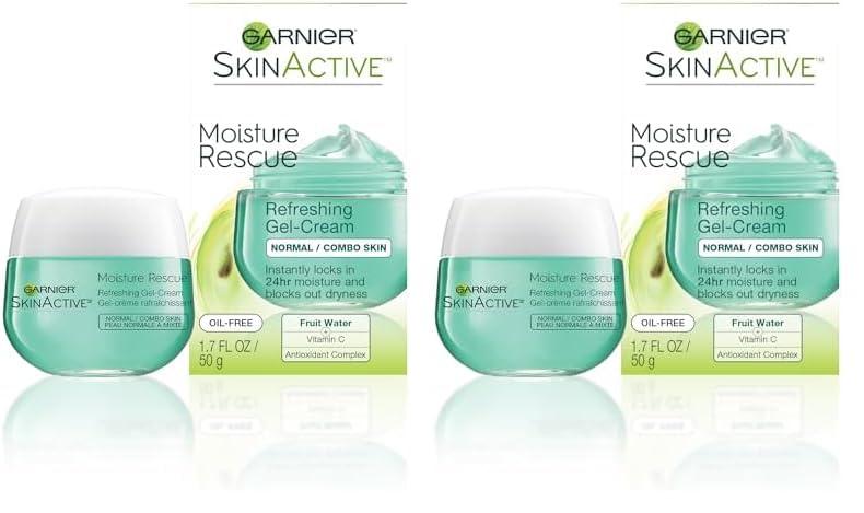Garnier Garnier SkinActive Moisture Rescue Refreshing Gel-Cream for Normal/Combo Skin, Oil-Free, 1.7 Oz (50g), 1 Count (Packaging May Vary) (Pack of 2)