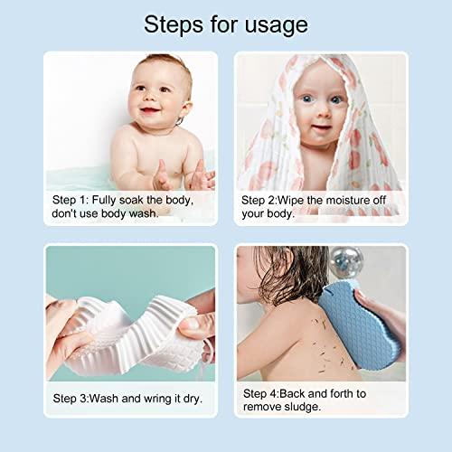 Wenylsam Ultra Soft Bath Body Shower Sponge, Super Soft Exfoliating Bath Sponge, and Dead Skin Remove Reusable Clean for Children Adults Pregnant Women-Blue