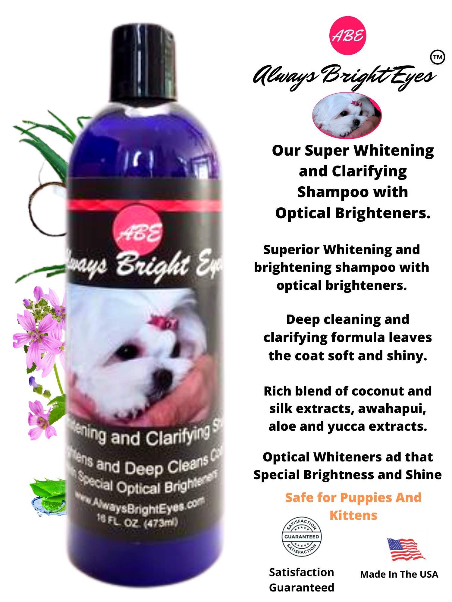 Always Bright Eyes Always Bright Eyes - Super Whitening/Conditioning Dog Grooming Super Set. Super Whitening Shampoo, Super Whitening Face-wash, Super Silky Conditioner and Miracle Mist Silky leave in Conditioner Spray