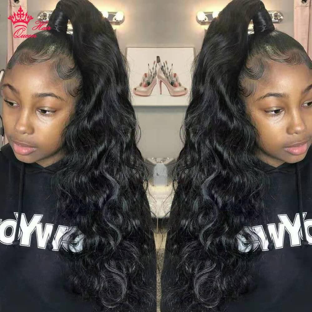 Queen Hair Ponytail Human Hair Extensions With Clip In Drawstring Ponytail Body Wave Brazilian Pony Tail For Women Queen Hair Products (22inch, Body Wave - Style02)