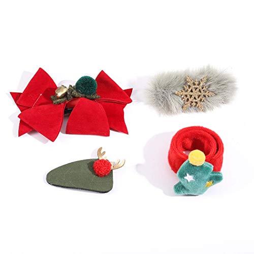 Bomine Bomine Christmas Hairpin Bowknot Hair Clips Hairpin Hair Accessories for Adult and Children 4Sets