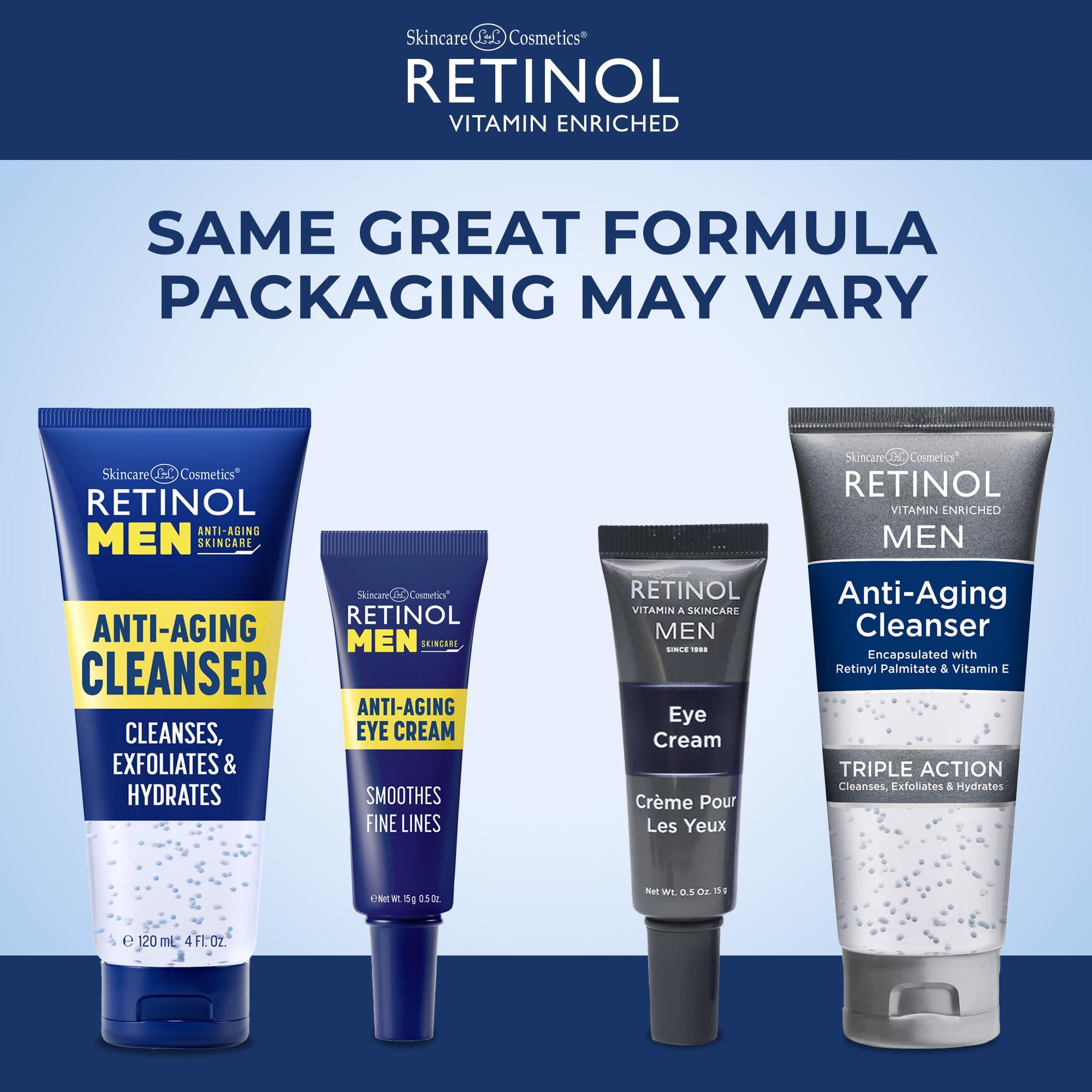 Retinol Retinol Men Eye Cream Reduces Puffiness & Dark Circles, Boost Hydration & Minimize Visible Signs of Aging Men's Gel Cleanser Gently Exfoliates skin for Improved Texture