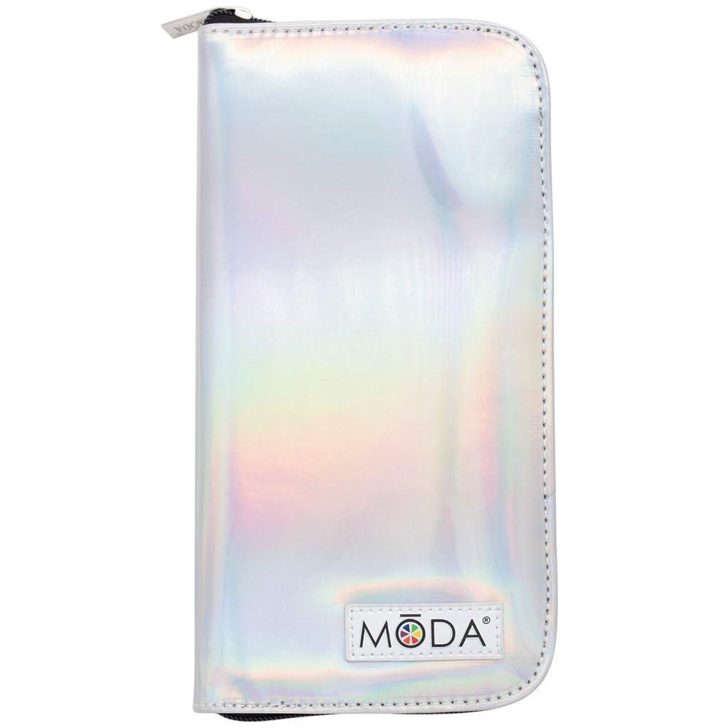 MODA MODA Totally Electric 13pc Full Face Makeup Brush Set, Includes - Powder, Complexion, Blush, Shader, Smudger & Crease Brushes with Zip Case (Neon Orange)