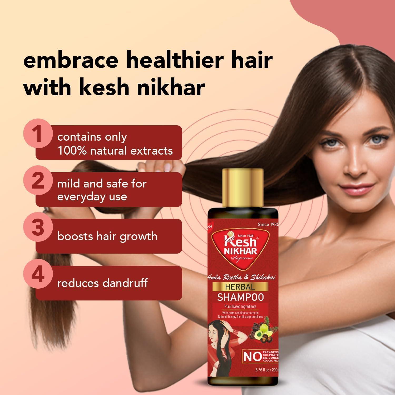 ValueMart Retail Kesh-Nikhar Herbal Shampoo With Amla, Reetha & Shikakai - Pack of 200ml x 2