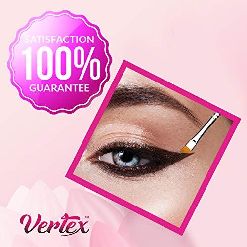 Vertex Eyeliner Brush Fine Angled Set - For Liquid Gel Liner Applicator Bent Stencils Thin Pencil Pen Real Small Sharpener Angle Wing Tips Firm Makeup Brushes Black Stamp Winged Kit Flat Waterproof Cat Eye