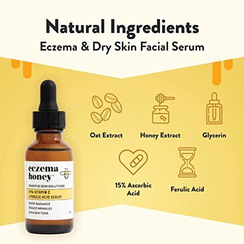 ECZEMA HONEY ECZEMA HONEY Soothing Facial Cream & 15% Vitamin C + Ferulic Acid Serum - Bundle for Sensitive & Dry Skin - Cruelty Free