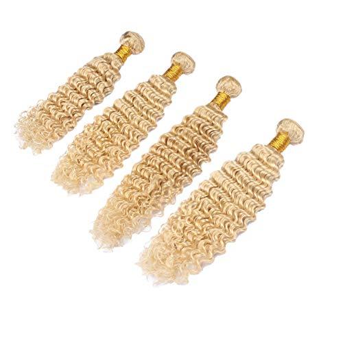 General Cloud hair Deep Wave Wavy Blonde Hair Weaves Unprocessed Deep Curly Blonde #613 Brazilian Human Hair Weft Extensions 4 Bundles (12 14 16 18 inch)