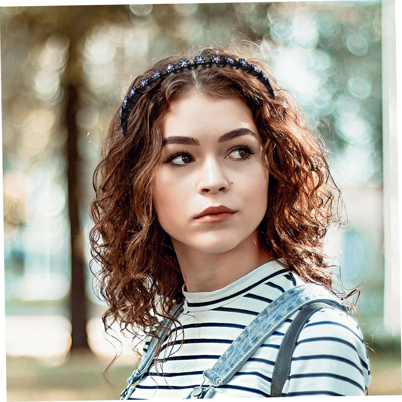 NOLITOY NOLITOY Vintage Rhinestone Flower Headband Fashion Girl Hair Accessories Daily Headdress for Women