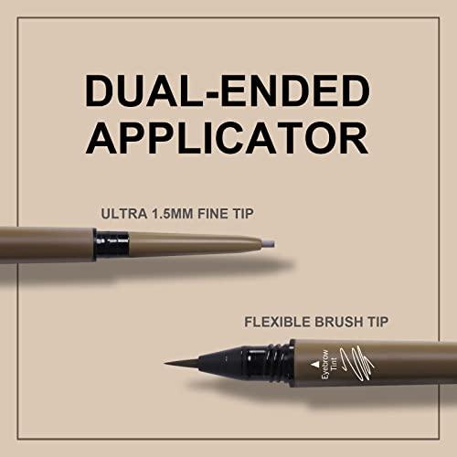 Music Flower Music Flower 2 in 1 Eyebrow Pencil - Waterproof & Long Lasting Liquid Eyebrow Pen - Dual Ended Pencil Fills and Defines Brow Tint with the Precision & Definition of Microblading, Brown
